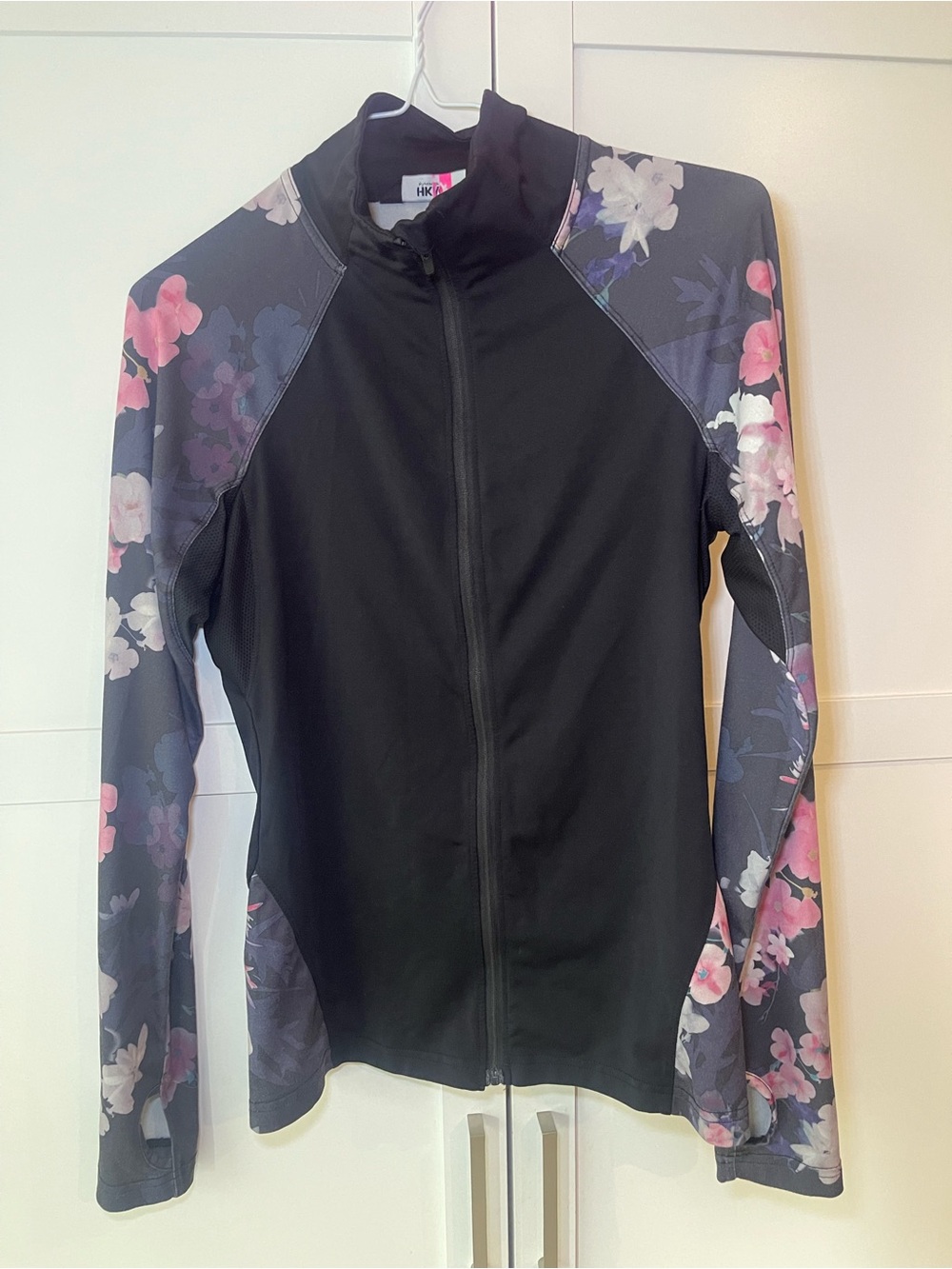 Women's Black Floral-Print Full-Zip Jacket by
